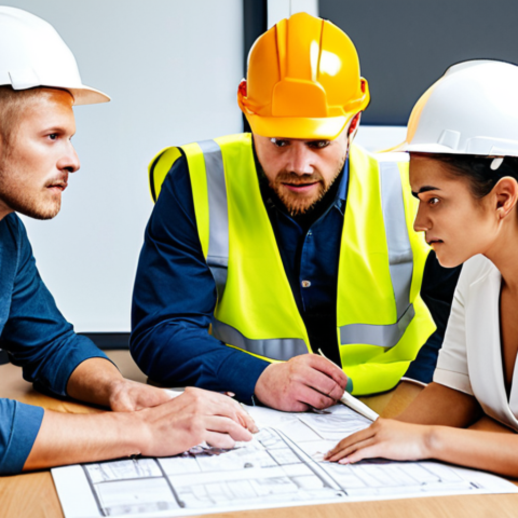 Diverse & Collaborative Study Group**
    A diverse group of aspiring construction safety engineers (male and female, various ages and backgrounds) actively collaborating in a bright, modern study room. They are gathered around a table, engaged in a focused discussion, with open construction safety manuals, blueprints, and laptops. The atmosphere should convey a sense of teamwork, shared knowledge, and complementary skills, emphasizing the value of different perspectives. Professional, inspiring, and with a clean, Scandinavian aesthetic.

2.  **