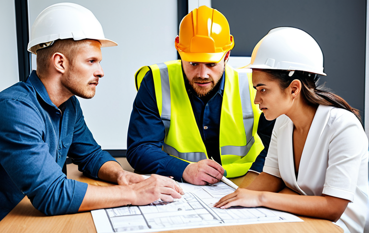 Diverse & Collaborative Study Group**
    A diverse group of aspiring construction safety engineers (male and female, various ages and backgrounds) actively collaborating in a bright, modern study room. They are gathered around a table, engaged in a focused discussion, with open construction safety manuals, blueprints, and laptops. The atmosphere should convey a sense of teamwork, shared knowledge, and complementary skills, emphasizing the value of different perspectives. Professional, inspiring, and with a clean, Scandinavian aesthetic.

2.  **